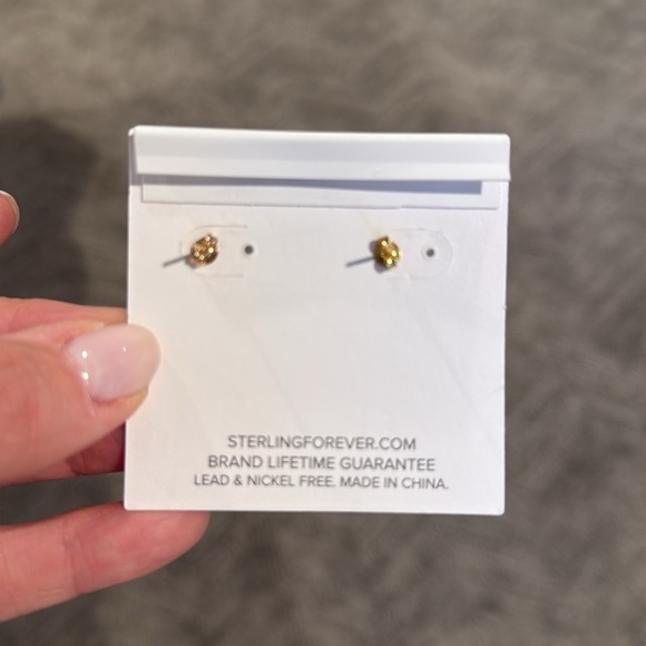 14K Gold Plated Geometric Stud Earrings - Picture 4 of 4